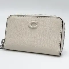 未使用級 COACH コーチ スモールジップ アラウンド カードケース ホワイト