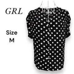 GRL　グレイル　Vネック　ドット　ブラウス　シャツ