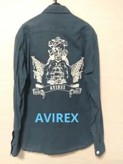 AVIREX 長袖シャツ バックプリント ネイビー