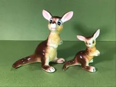 3F 【激レア】昭和レトロ バンビ トナカイ ペア 置物 陶器製 チェーン 