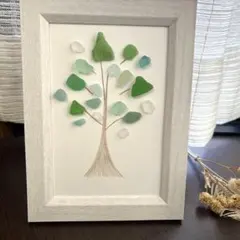 70 シーグラスアート　木　自然　インテリア　ハンドメイド　アート　ヒーリング