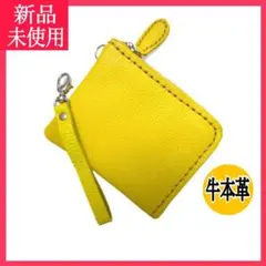 新品 本革 ミニ財布 コインケース 小銭入れ コンパクト イエロー 黄色
