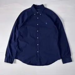 ラルフローレン スリムフィット 長袖シャツ XL 紺 ボタンダウン メンズ古着