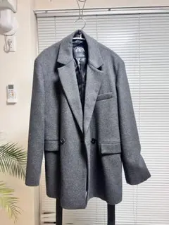 ZARA ザラ ダブルブレスト チェスターコート グレー