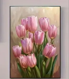 （新入荷）ダイヤモンドアート（丸ビーズ）　チューリップ　30×40