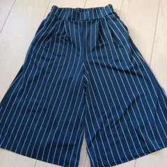 ストライプ ワイドパンツ ネイビー