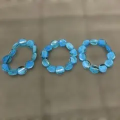 青いビーズのストレッチブレスレット3個セット