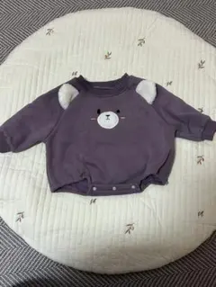 新生児　60 70 紫　クマ　ロンパース　トレーナー