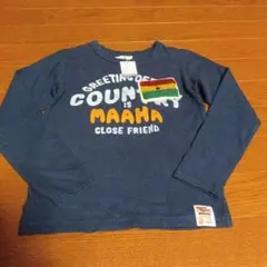 長袖カットソー 130cm ネイビー 国旗プリント