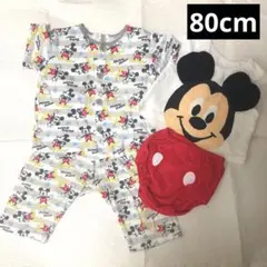 ディズニー　ミッキー　夏パジャマ2点　パイル地あり　80cm