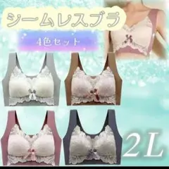 シームレスブラ　ノンワイヤー　ナイトブラ　2L 美胸　楽ブラ　伸縮性　着痩せ