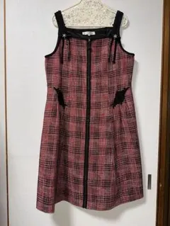 新品未使用スーパービューティー44サイズ 赤ツイードの華やかなジャンバースカート