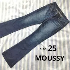 美品✦MOUSSY/ブーツカットデニムジーンズ/S−M/インディゴブルー/日本製