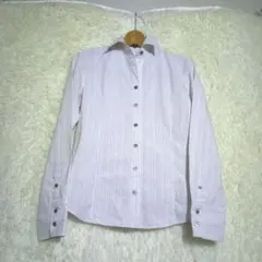 コムサデモード【11】レディース 長袖シャツ 綿混 ストライプ柄