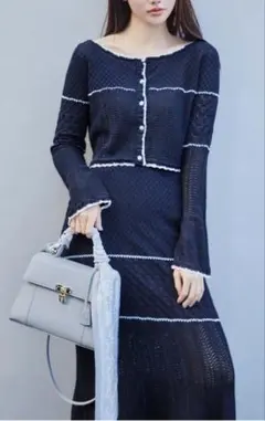 スナイデル 25SS クロシェニットセットアップ カーディガン フレアスカート