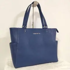 【美品】 MARY QUANT トートバッグ レザー ネイビー A4 大容量