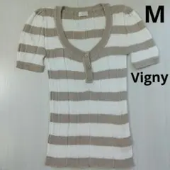 トップス Vigny 半袖 ボーダー ラメ入りカットソー 半袖ニット Mのサムネイル