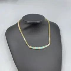 224ヴィンテージ AVON ゴールドチェーンターコイズ装飾ネックレス