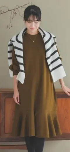 F by ROSSO 裾フレアワンピース　38 ブラウン