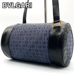 美品✨ブルガリ ショルダーバッグ ドラム ロゴマニア キャンバス レザー