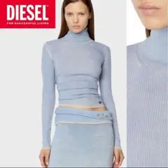 未使用　5万　ディーゼル　Dロゴ タートルネック　ニット　グラデーション　ブルー
