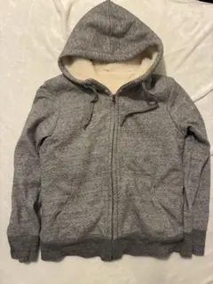 ユニクロ 裏ボア フルジップパーカー グレー
