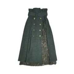 【美品】リリーブラウン レース切替プリーツスカート ベルト付 F