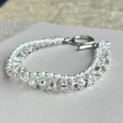 e01 ファルファーレ 2連 ブレスレット クリア チェコビーズ シルバー