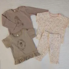 花柄Tシャツ、ズボン 4着セット 90センチ