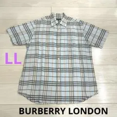 BURBERRY LONDON ライトブルーチェック柄 半袖シャツ LLサイズのサムネイル
