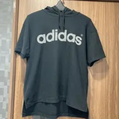 80〜90年 adidas ビンテージ 半袖 パーカー デサント製 M-Lのサムネイル