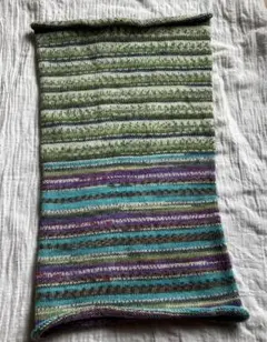 幸せの贈り物　オパール毛糸　手編み スヌード•腹巻き　緑 青 紫　マルティナ