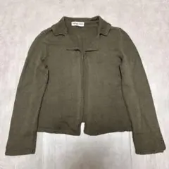 CHRISTIAN AUJARD カーディガン 短丈 襟付き カーキ モード