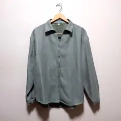 【レディース柔らかシャツ】長袖★落ち着いたグリーン系《サイズL》