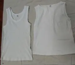【UNIQLO✕２】 リブタンクトップ S、リブボートネックノースリーブT M