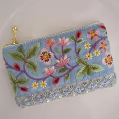 インド刺繍リボン　ミニポーチ