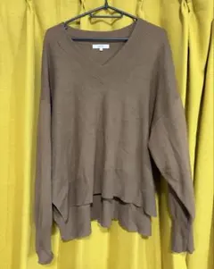 GLOBAL WORK Vネックニット Lサイズ ブラウン