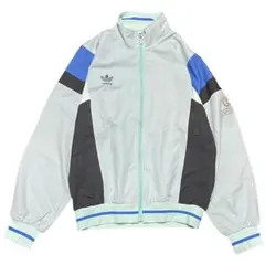 adidas トラックジャケット ミントブルー 刺繍ロゴ 90sビッグシルエット