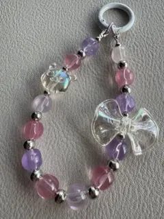 ハンドメイド ビーズ ストラップ リボン（0213）