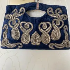 MOYNA モイナ　ベロア　ビーズ　バッグ