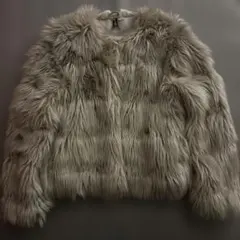 H&M グレー ファーコートSサイズ