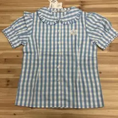 By LOVIT半袖ブラウス 水色チェック柄　140サイズ