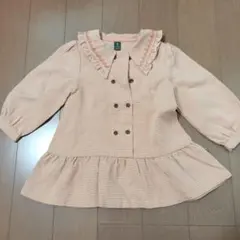 モイモルン/ダブルボタンデザインワンピース　90　オレンジチェック