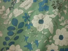 2ｍ 綿麻 シーチング ボタニカル 花柄a/グリーン系地