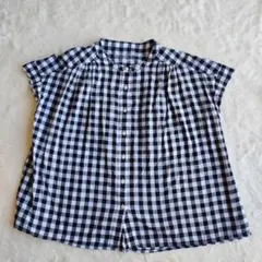 無印良品 MUJIギンガムチェックフレンチスリーブシャツ フ　チェック