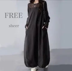 シアー二重　バルーンワンピース　ブラック　体型カバー　モード系　きれいめ　海外