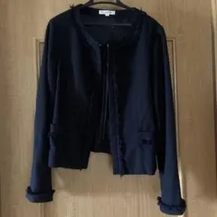 NARACAMICIE ノーカラージャケット ネイビー フリンジのサムネイル