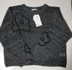 コード刺繍透かし編みニット　ブラック