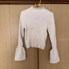 Chico アイボリー ハイネックリブニット