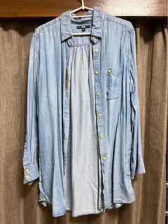 UNIQLO デニムシャツ 長袖 ライトブルー Lサイズ